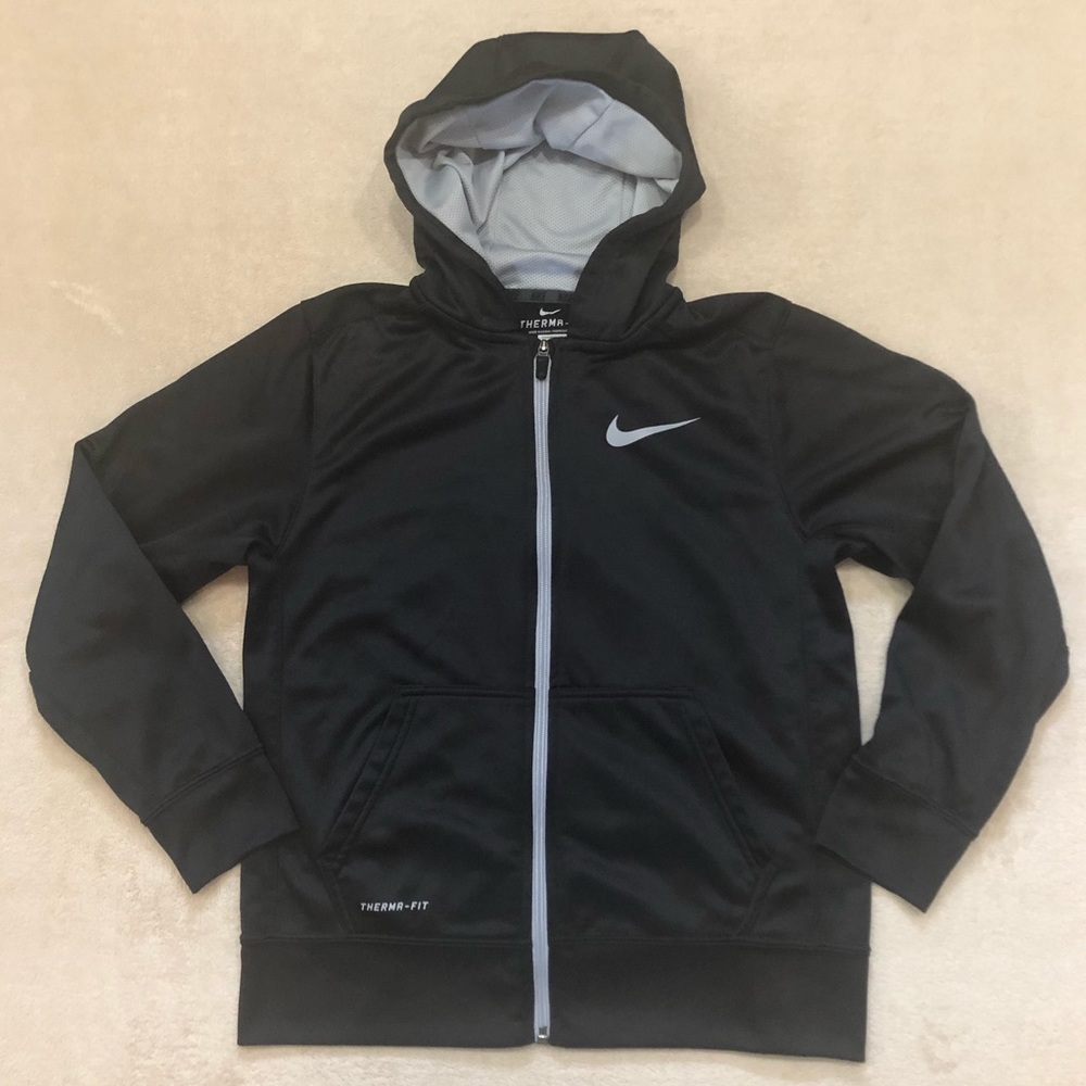 Nike Boys Black/Gray Zip Up Hoodie, Size L